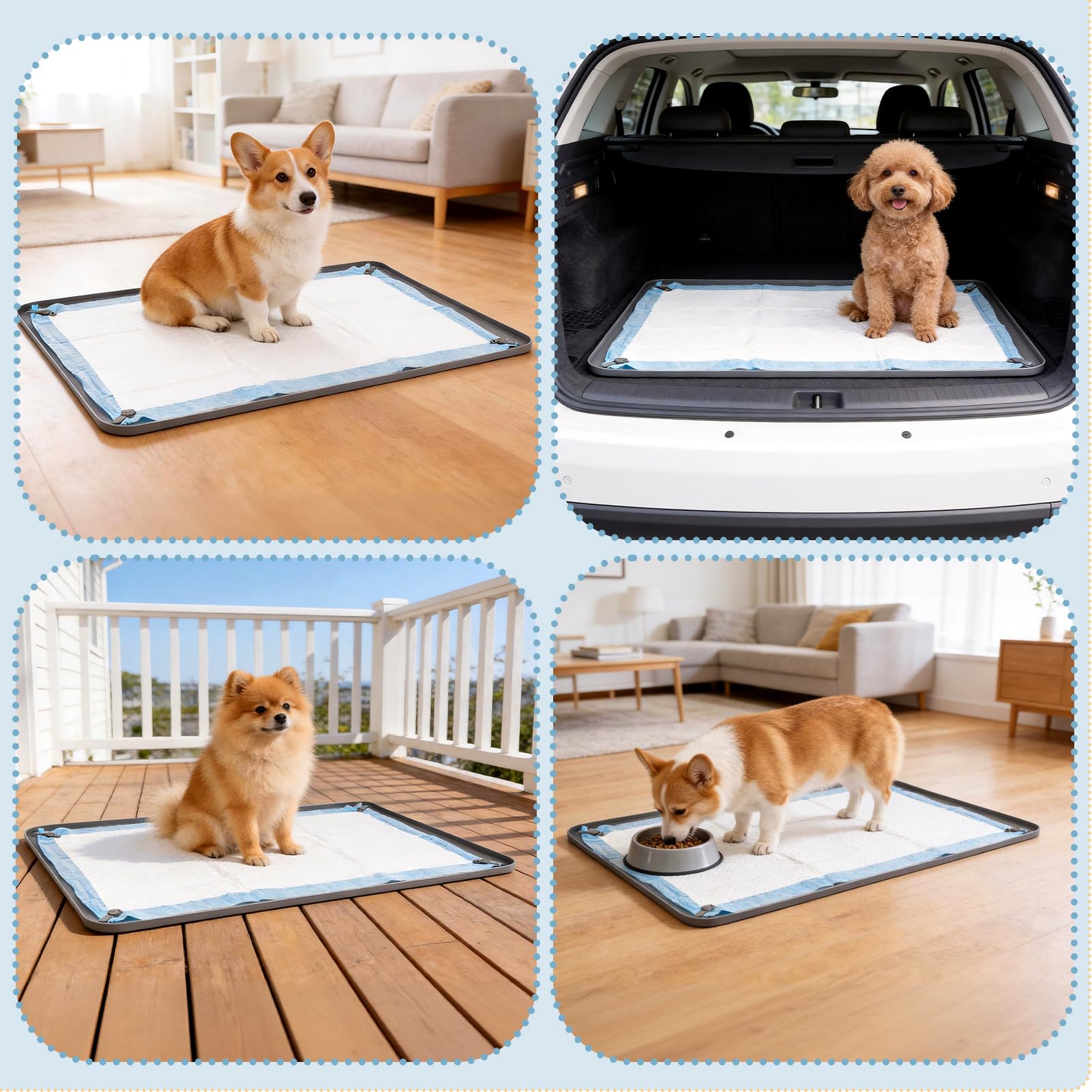 Greatbond pee pad holder folds compactly for storage between uses.