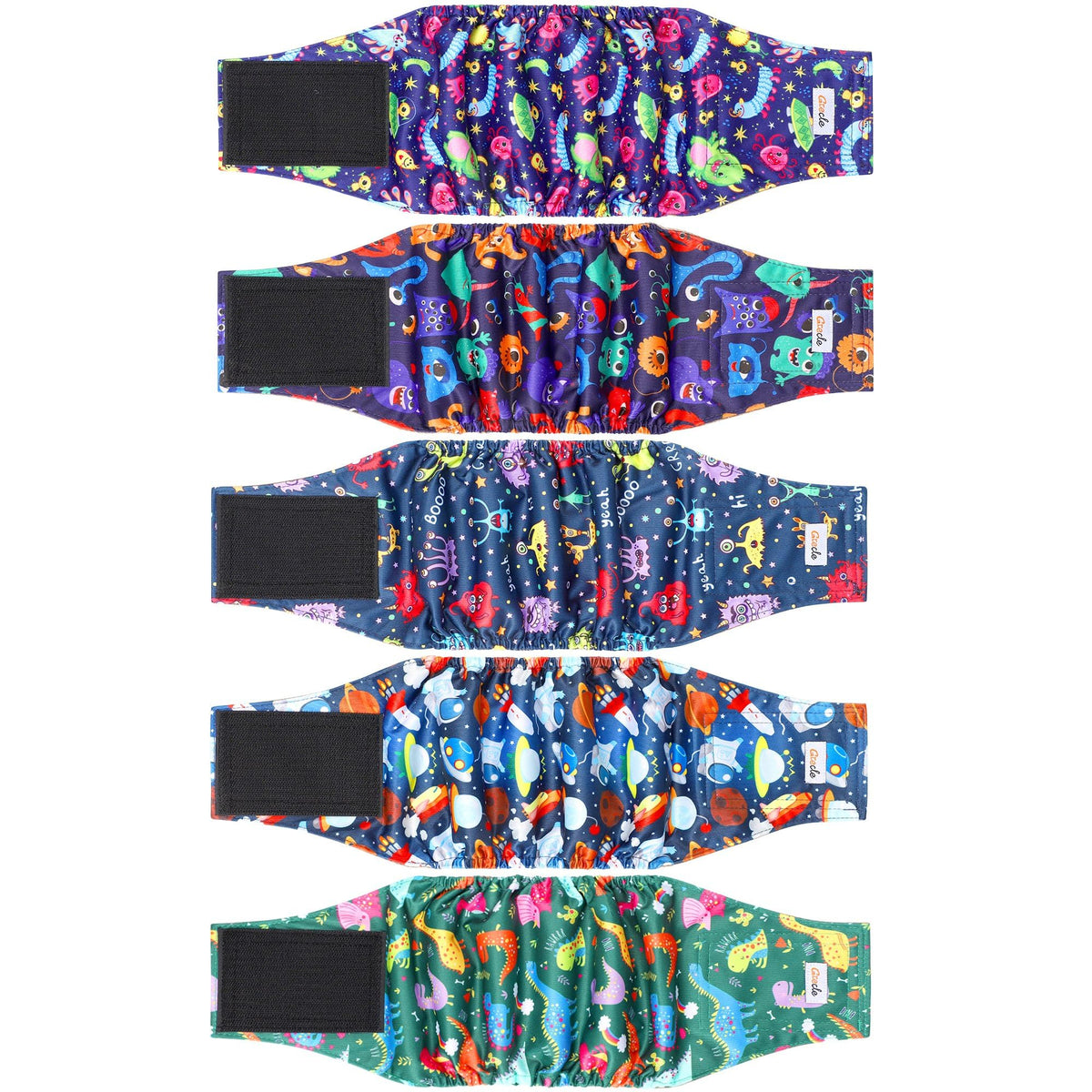 Grecle belly band tropical pattern for male dogs reduces mess during playtime.