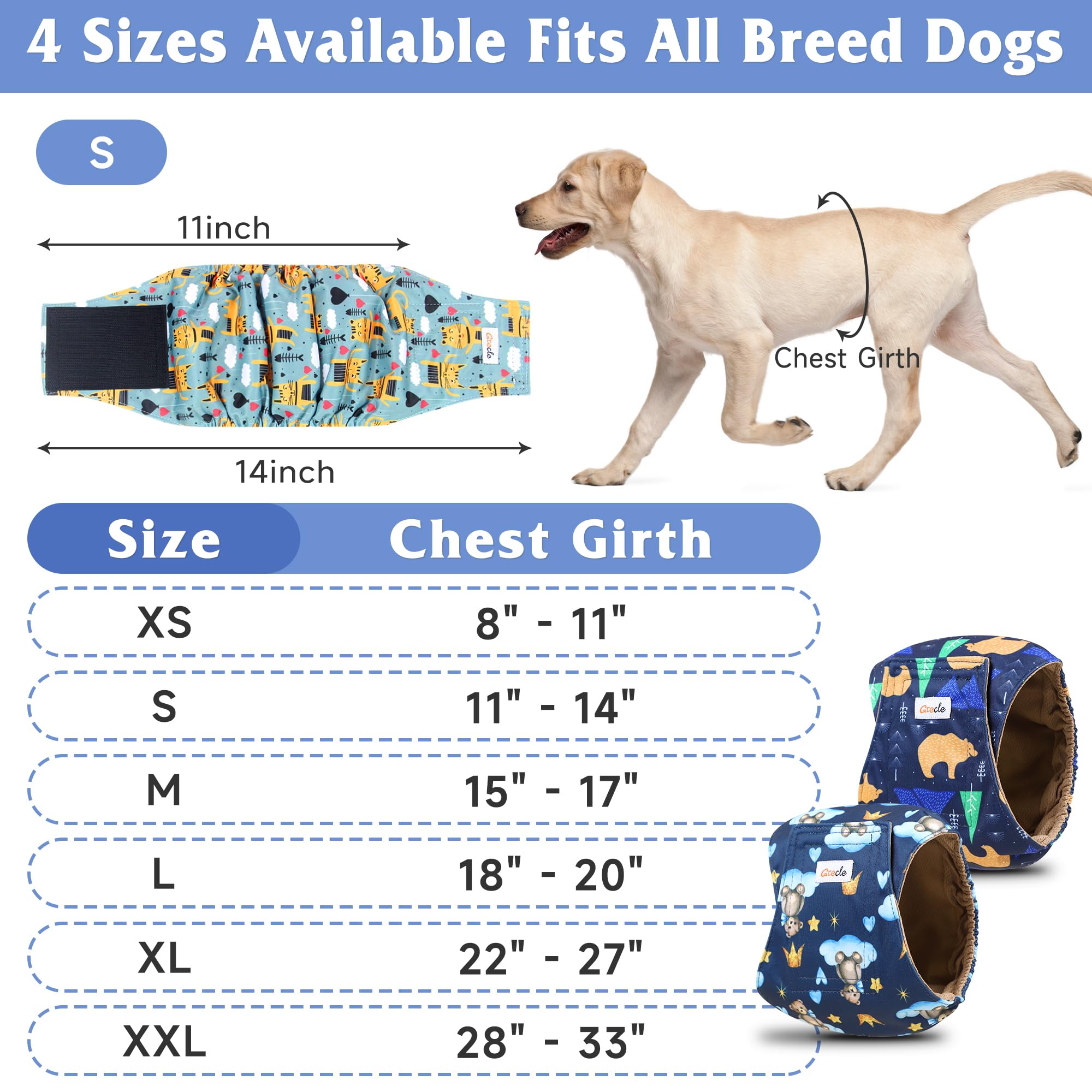 Grecle male dog diapers pattern variety 2 for training and outings