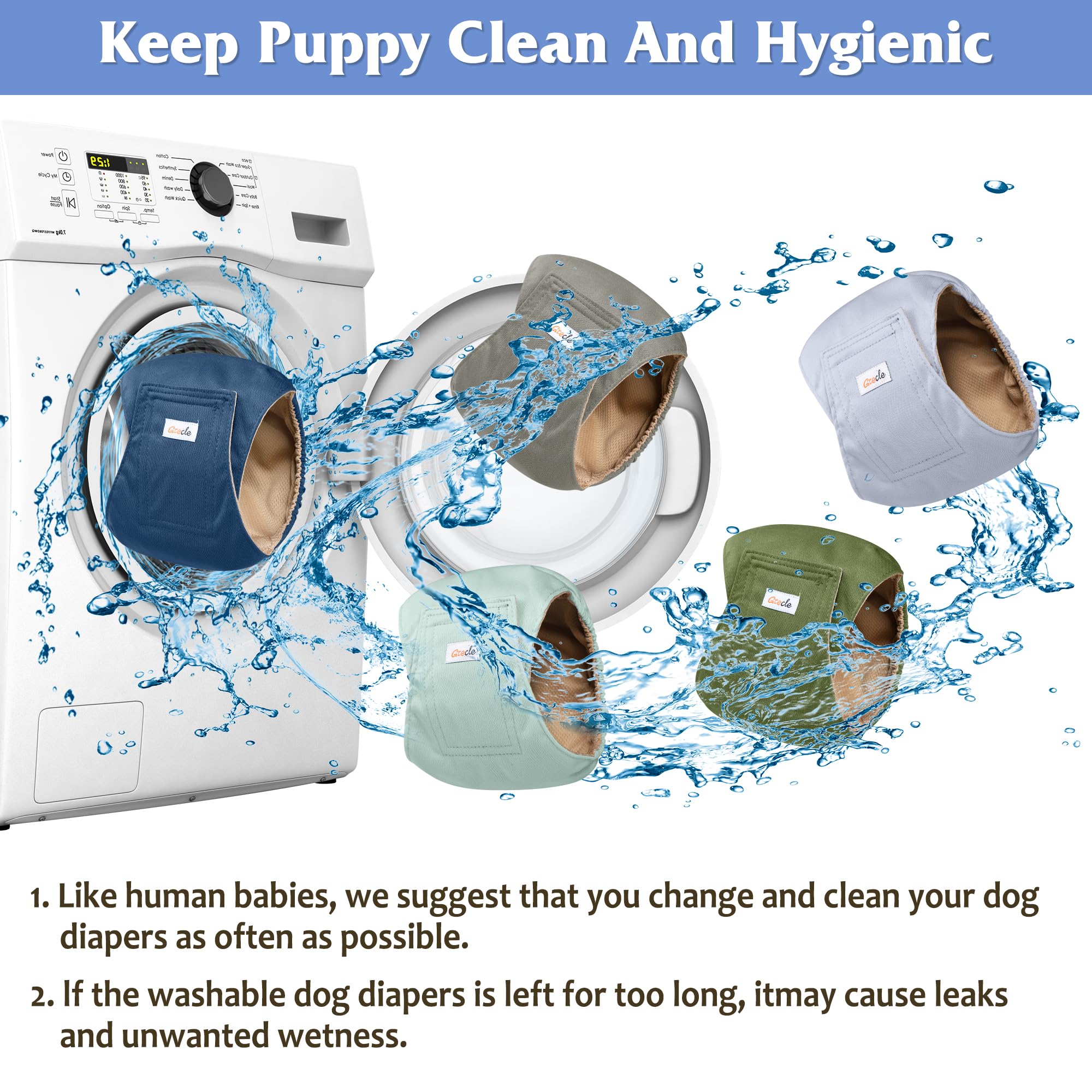 Grecle machine-washable diaper wraps at 30°C for easy care.