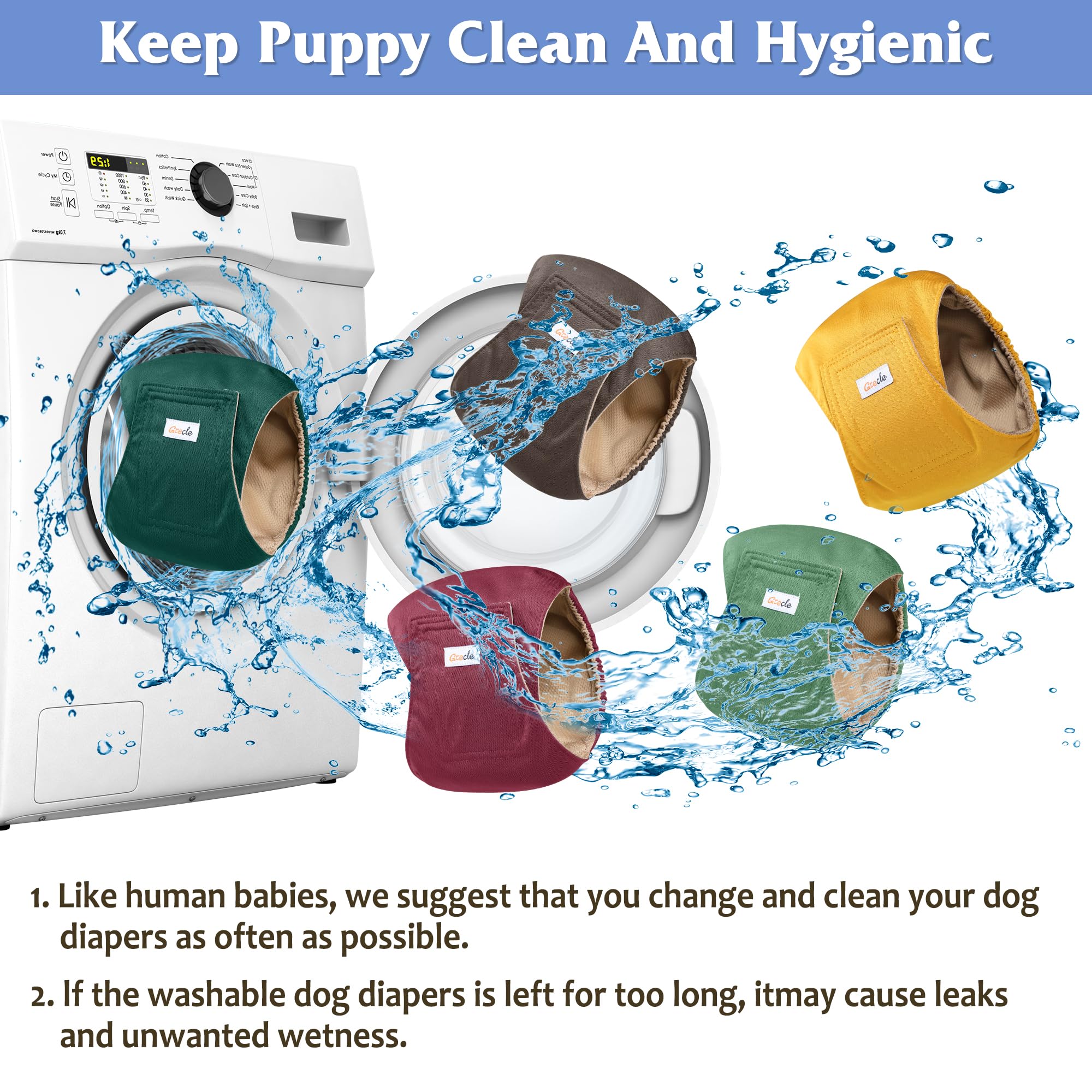 Grecle machine washable dog diapers for easy care and reuse