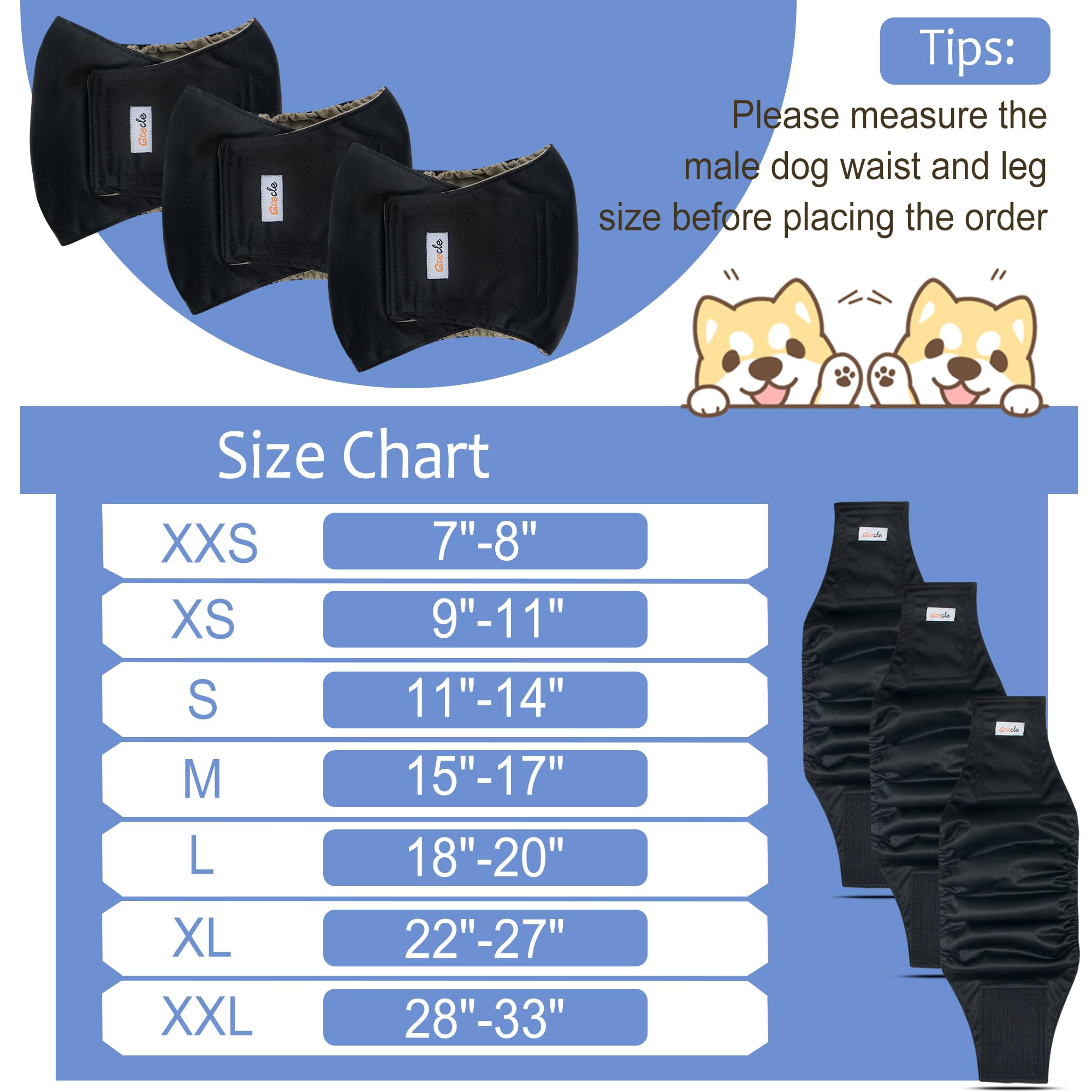 Grecle male dog diapers rapid absorption technology helps manage urine quickly