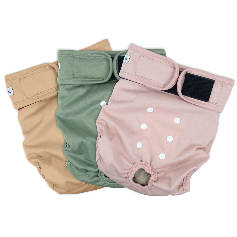 Grecle diaper with adjustable snaps for a customizable, secure fit.