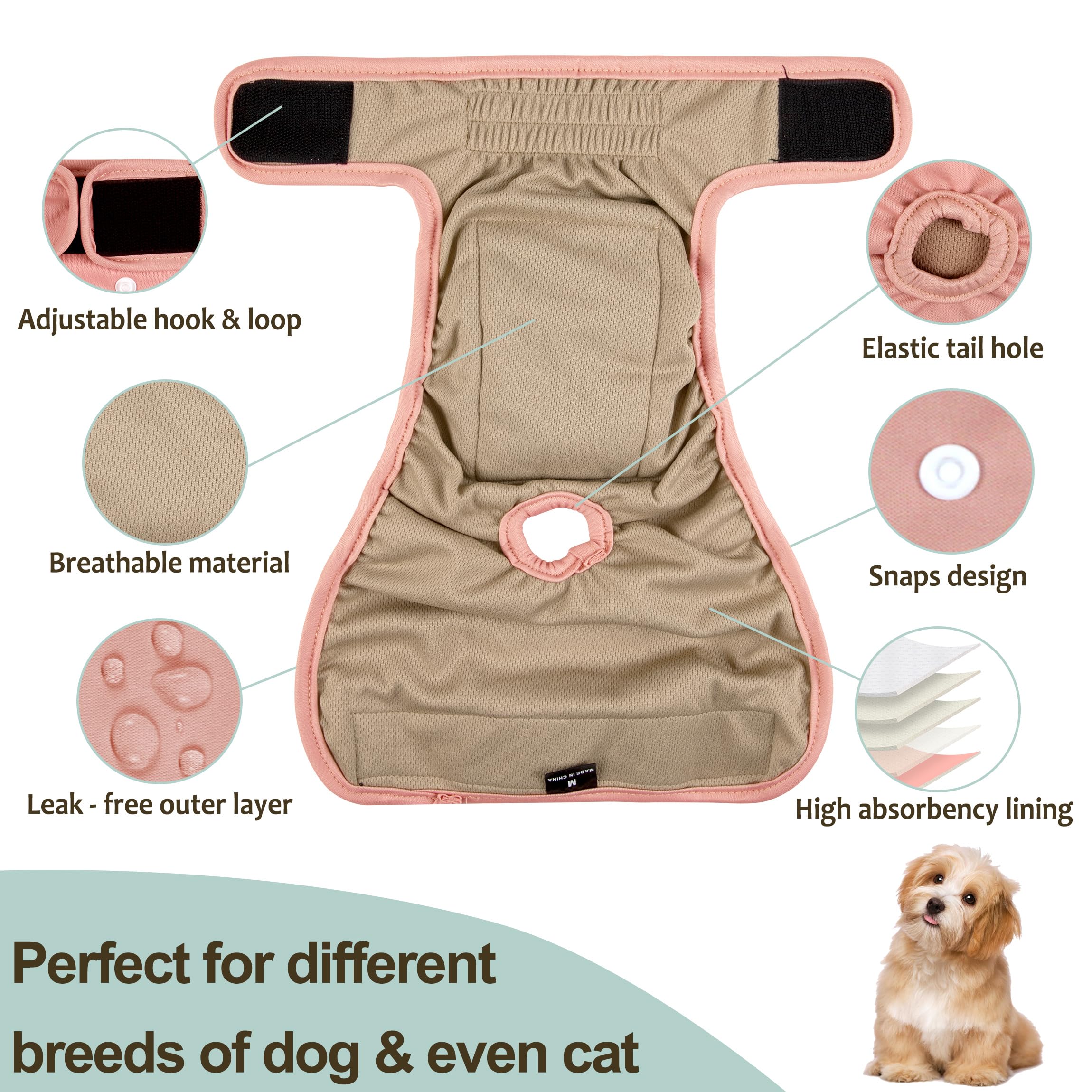 Grecle soft fabric minimizes irritation for female dogs.