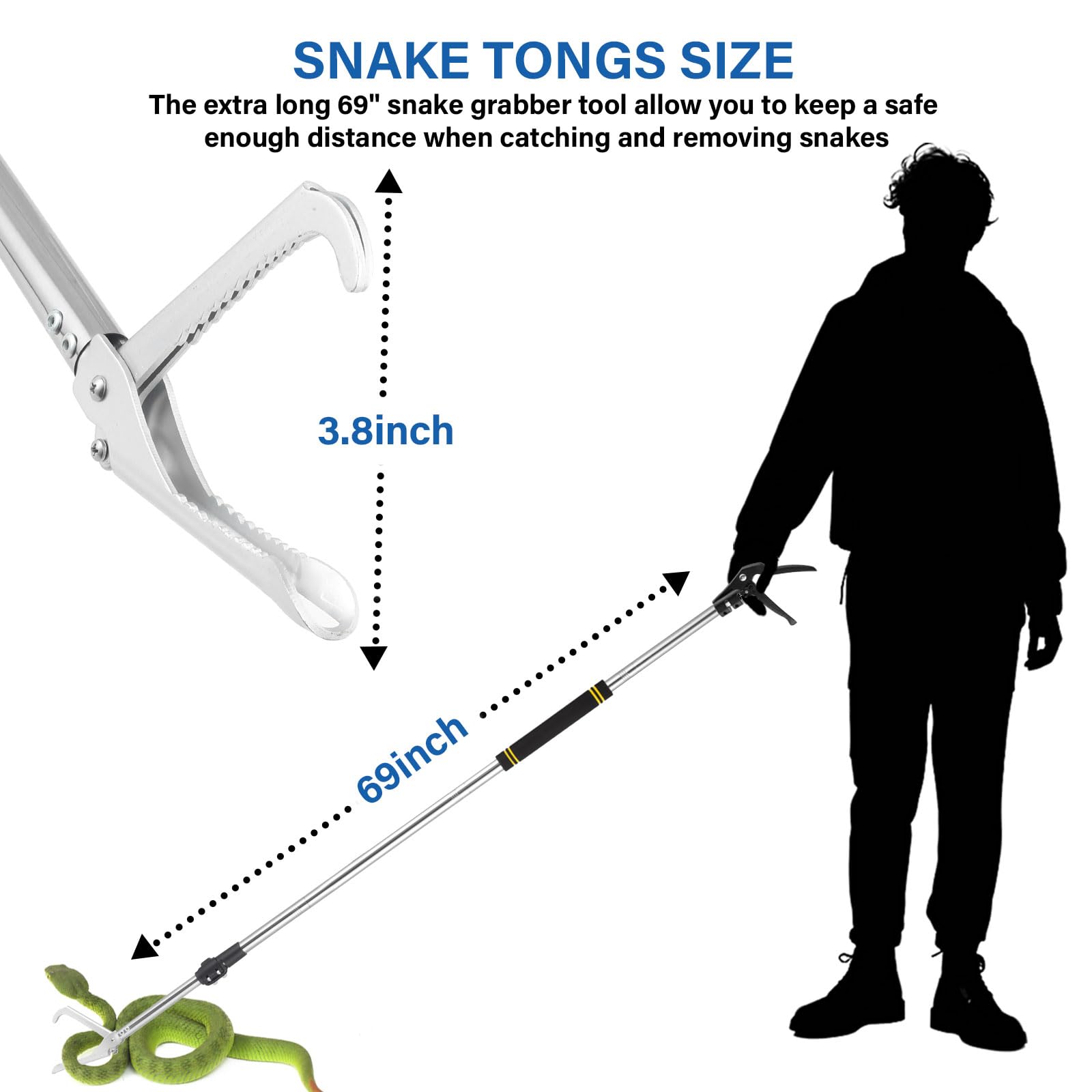Greeily stainless steel rod emphasizes durability for reptile capture