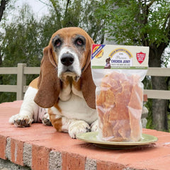 Green Butterfly Brands Chicken Jerky slices are crispy and nutritious for dogs.