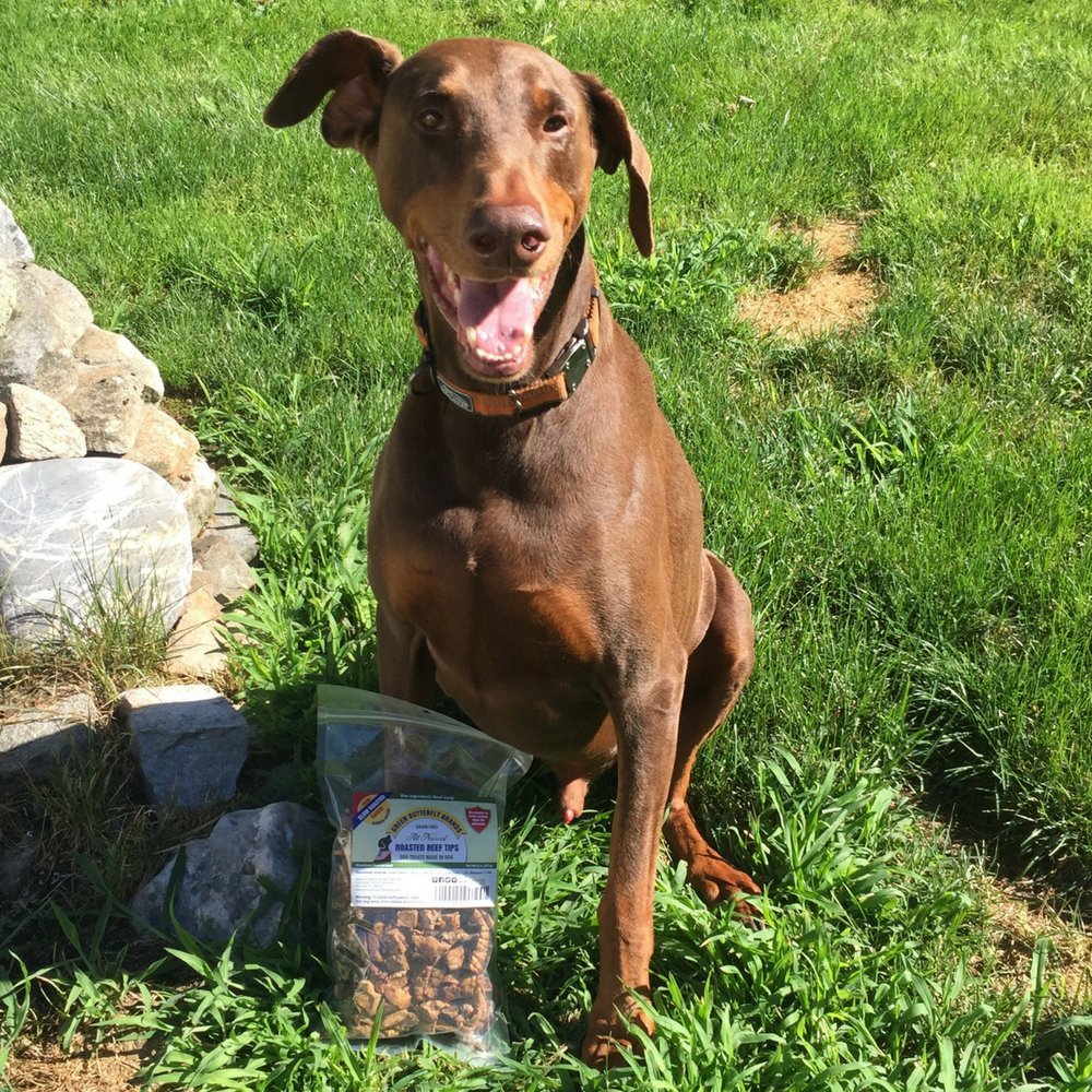 Green Butterfly Brands puppy-friendly beef lung bites for dogs of all sizes.