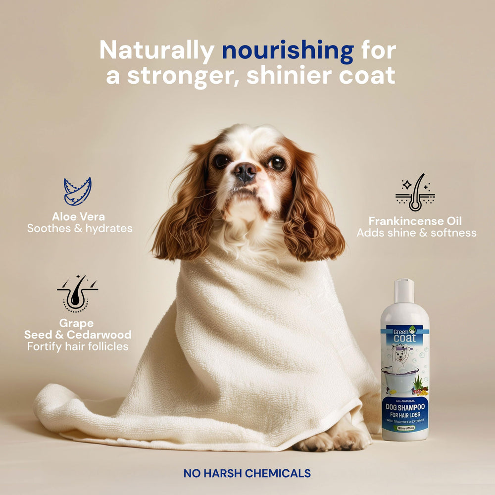 Green Coat cedarwood and frankincense support a healthy-looking coat.