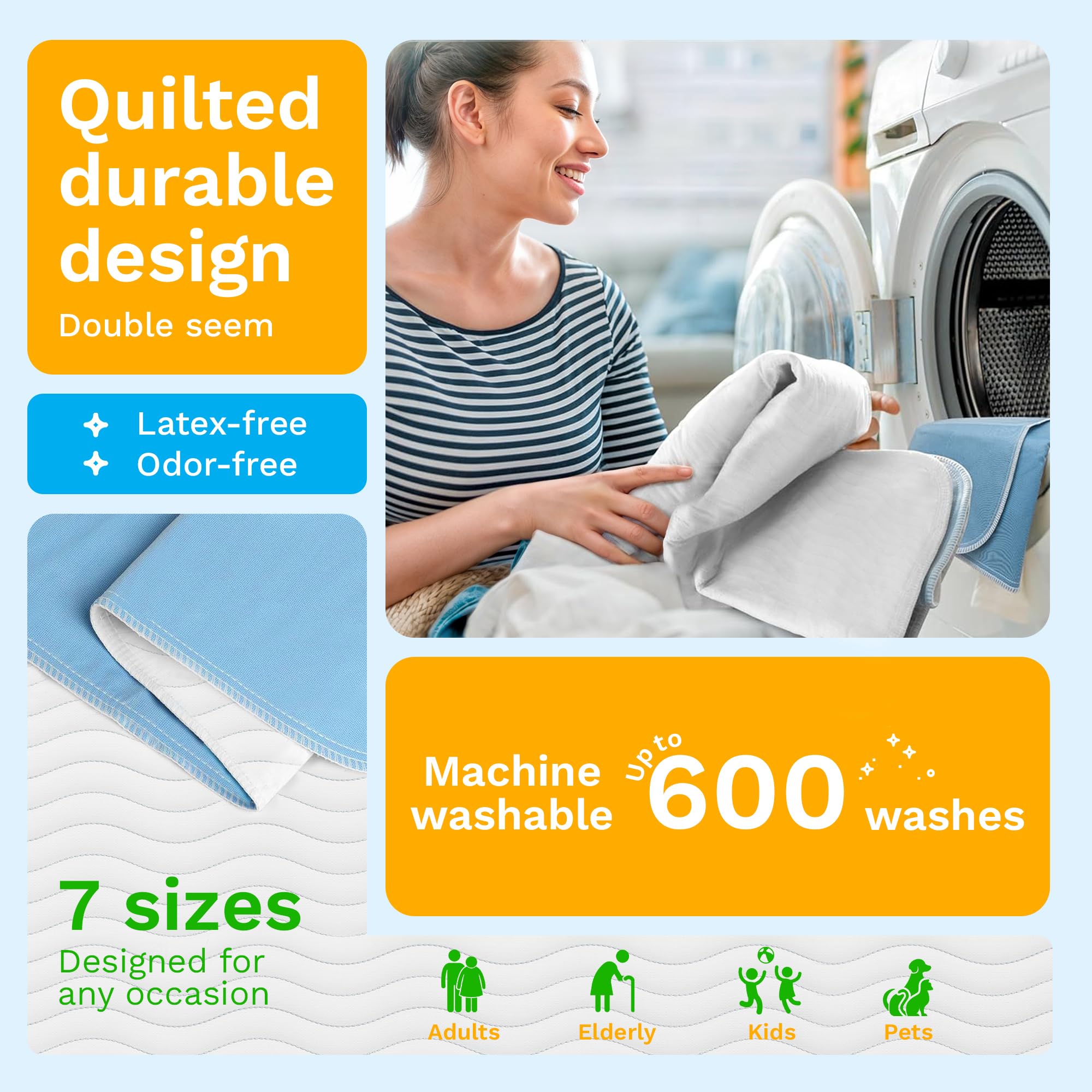Green Lifestyle underpads with waterproof backing ensure secure overnight protection