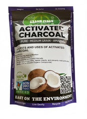 Green Piece activated charcoal medium grain bag seal shows easy storage and freshness.