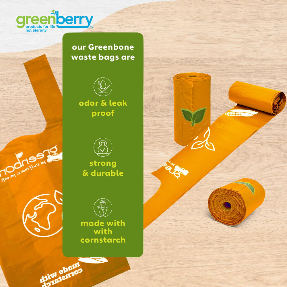 Greenbone BioBase leak-proof dog bags for mess-free outings.