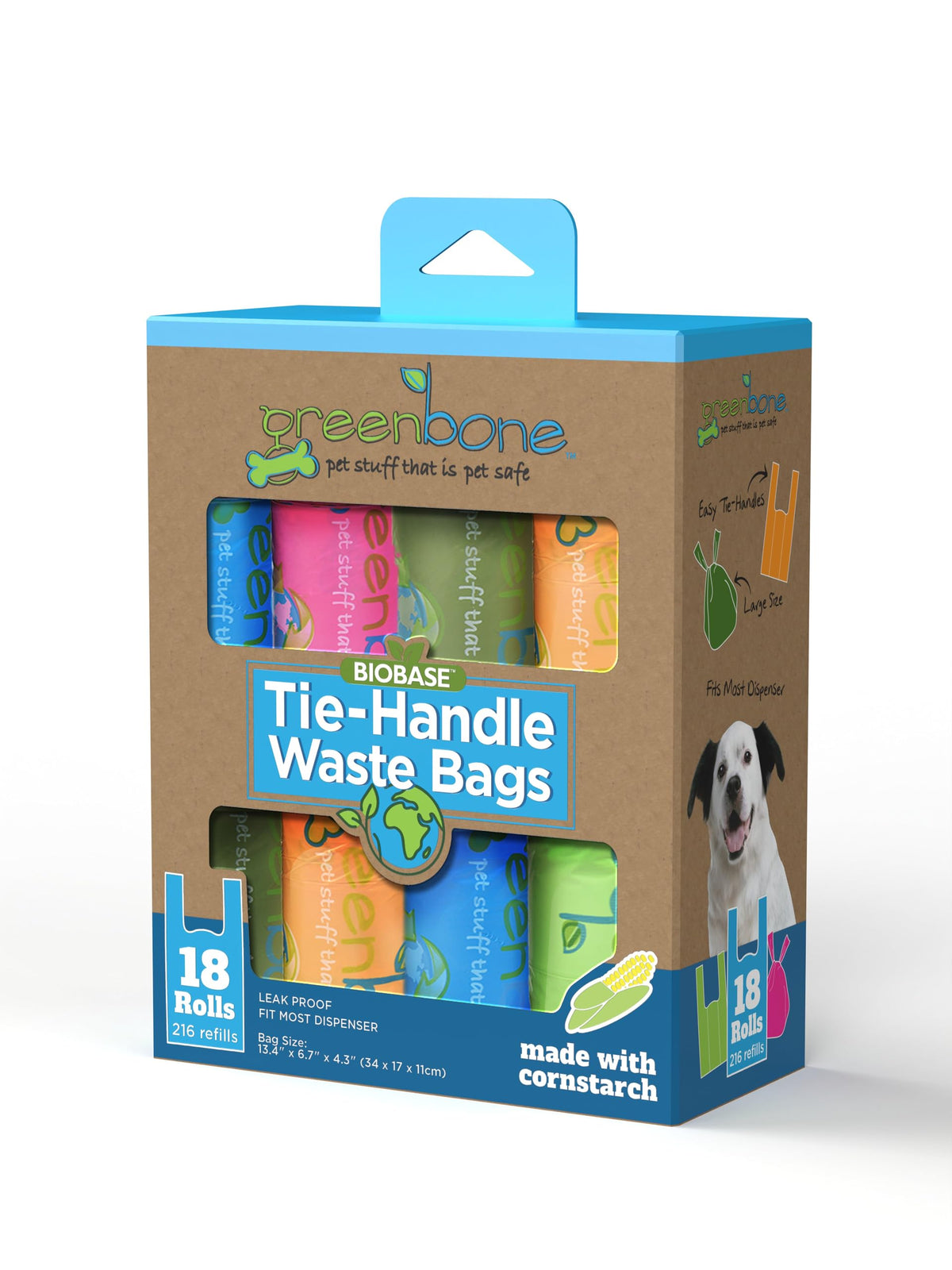 Greenbone BioBase tie-handle bags rolls for easy, hygienic cleanup on walks.