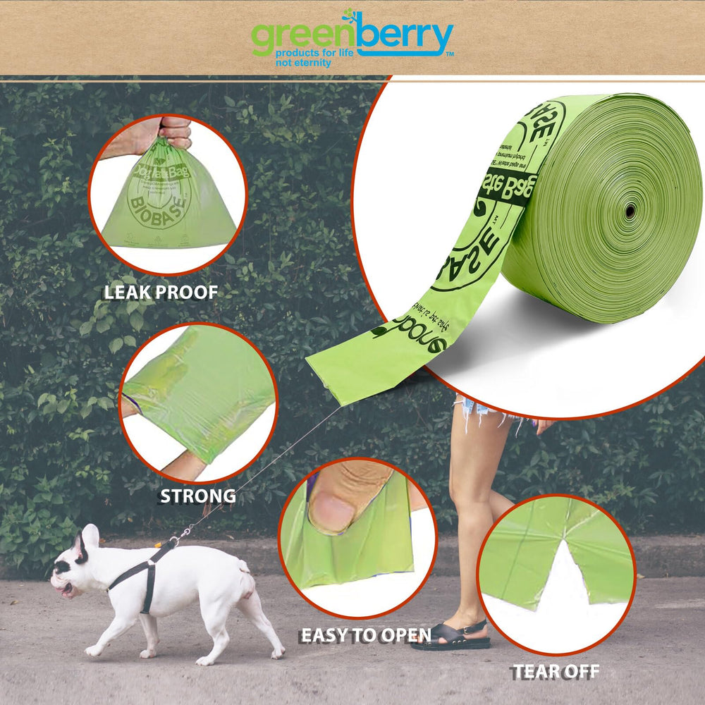 Greenbone BioBase unscented poop bags help control odors during cleanup.