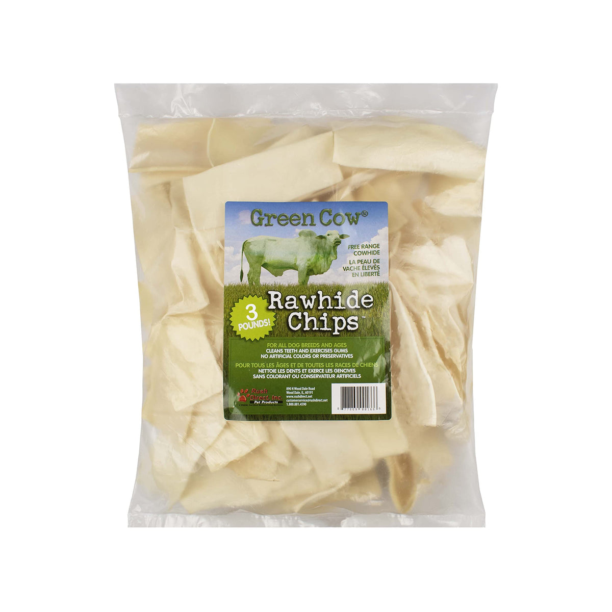 GreenCow Rawhide Chips bag—long-lasting chew for dogs