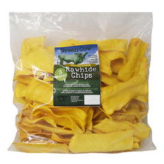 GreenCow Rawhide Chips chicken flavor used as a tasty chew for dogs
