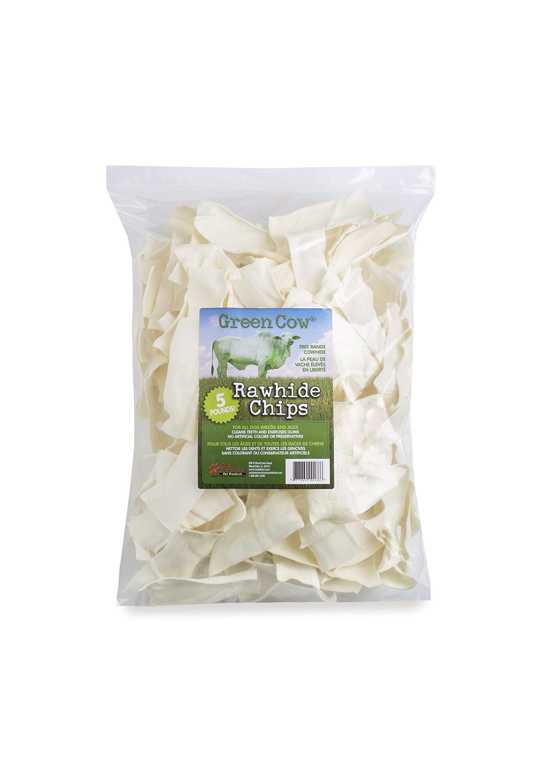 GreenCow Rawhide Chips for large dogs in action