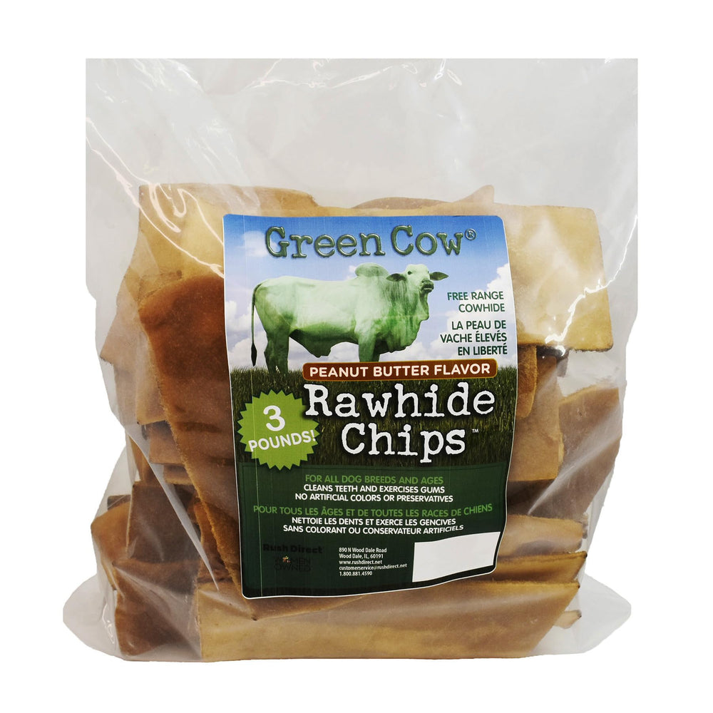 GreenCow Rawhide Chips natural beef flavor—appealing taste for dogs.