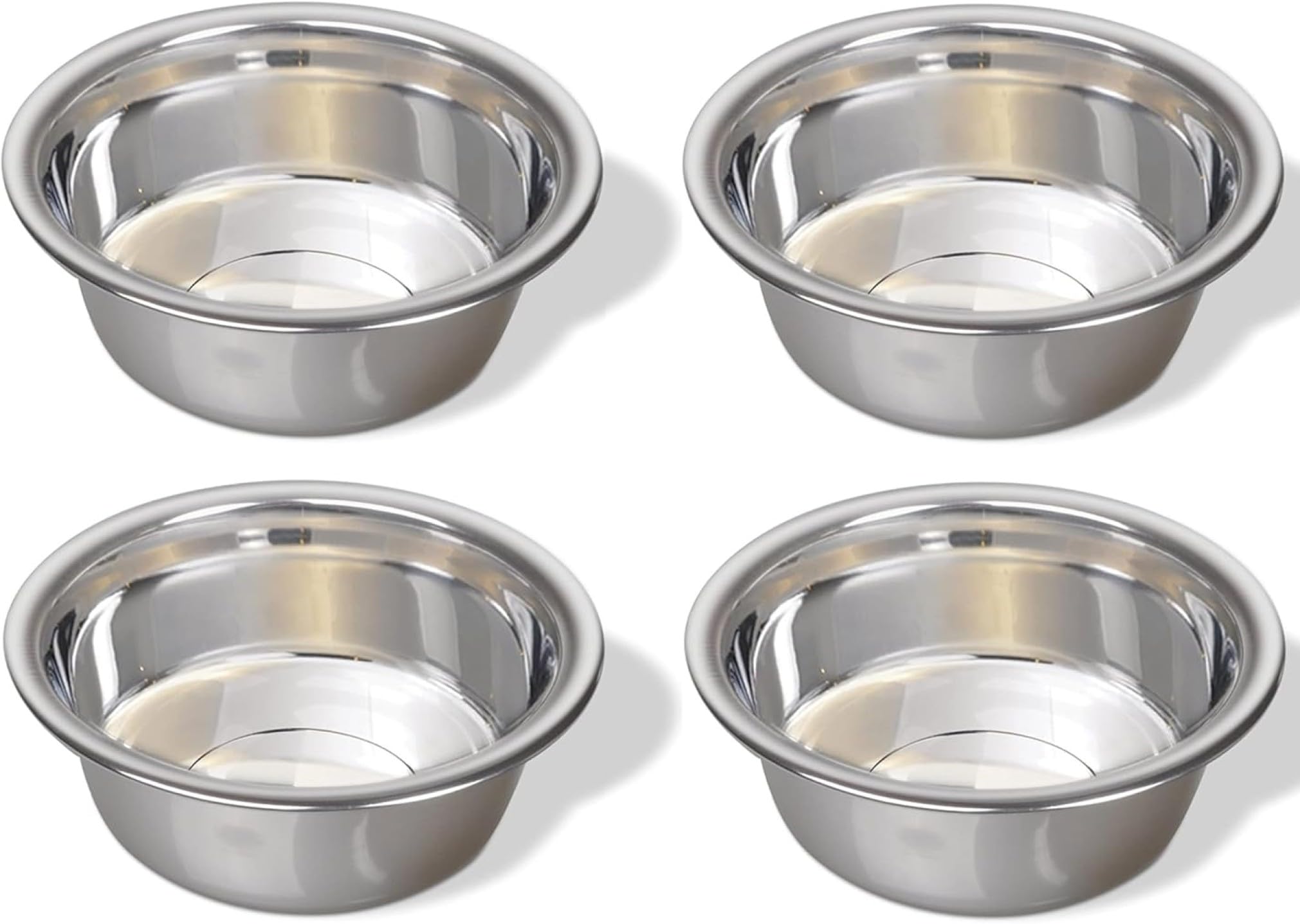 Greendale 4-pack stainless steel dog bowls in a sturdy close-up for durability