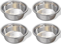 Greendale 4-pack stainless steel dog bowls in a sturdy close-up for durability