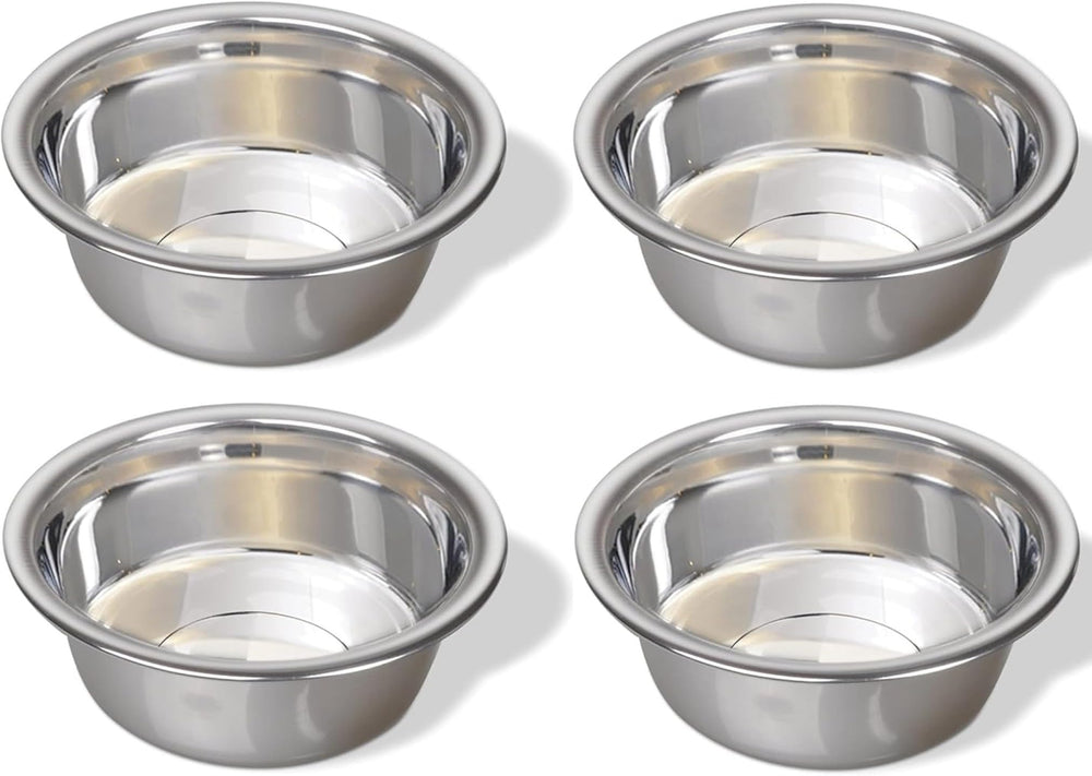 Greendale 4-pack stainless steel dog bowls ready for daily meals and easy cleaning.