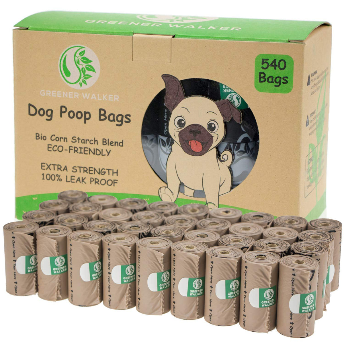 GREENER WALKER poop bags extra thick and leak-proof for clean pickup