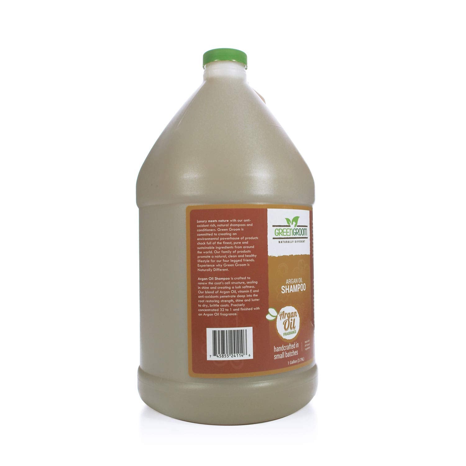 GreenGroom Argan Oil Dog Shampoo label emphasizes natural ingredients and USA-made quality.
