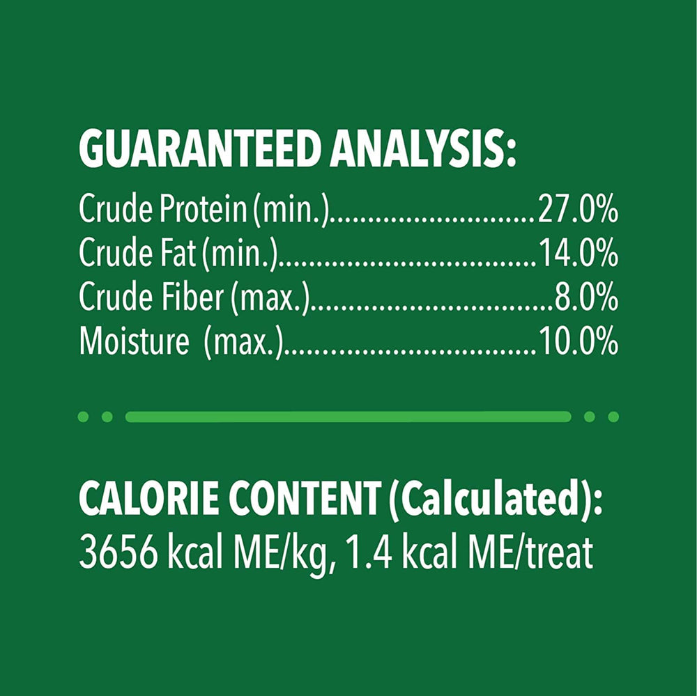 Greenies 2.1 oz bags shown for convenient daily use.
