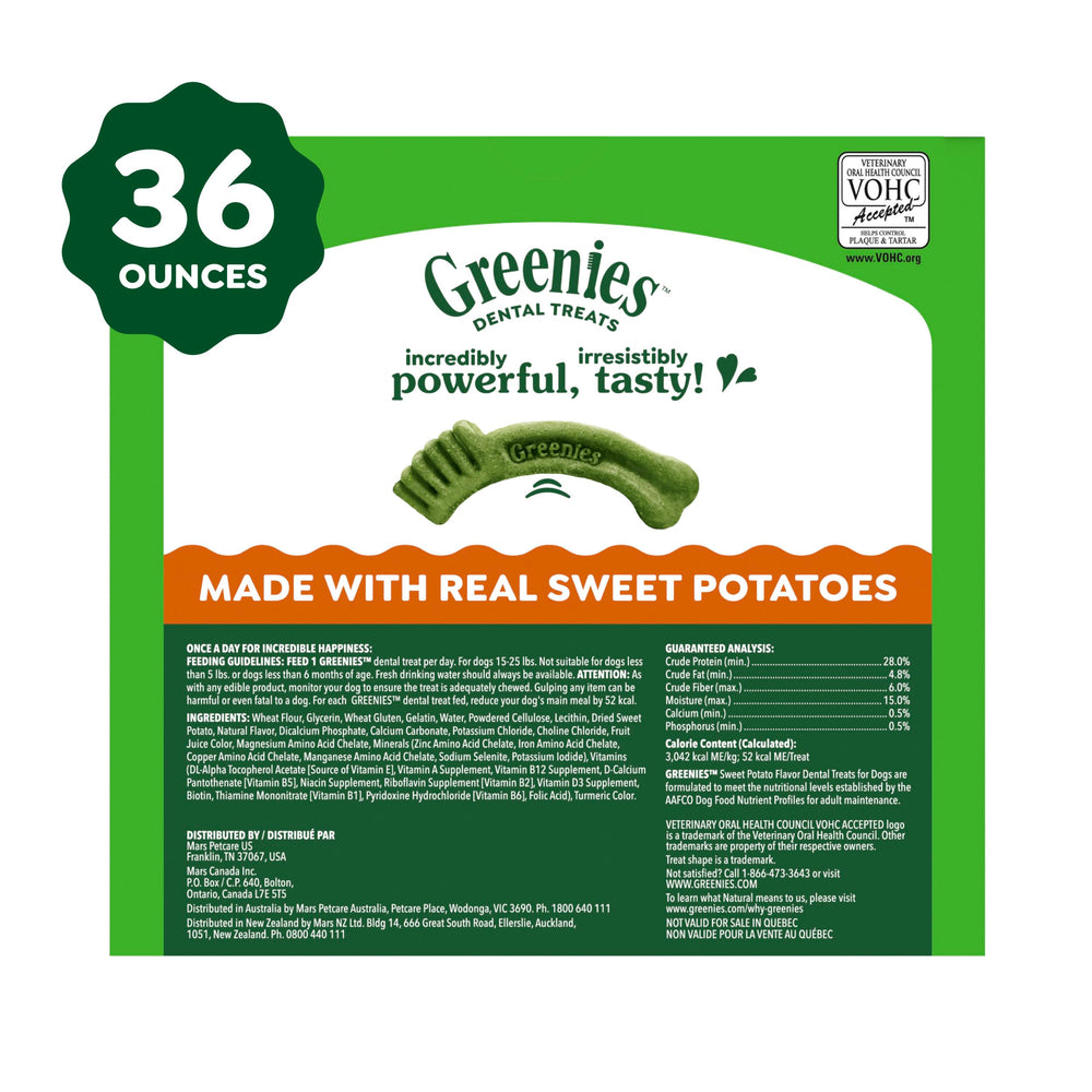 Greenies 60-count packaging shown for regular dental care routines.
