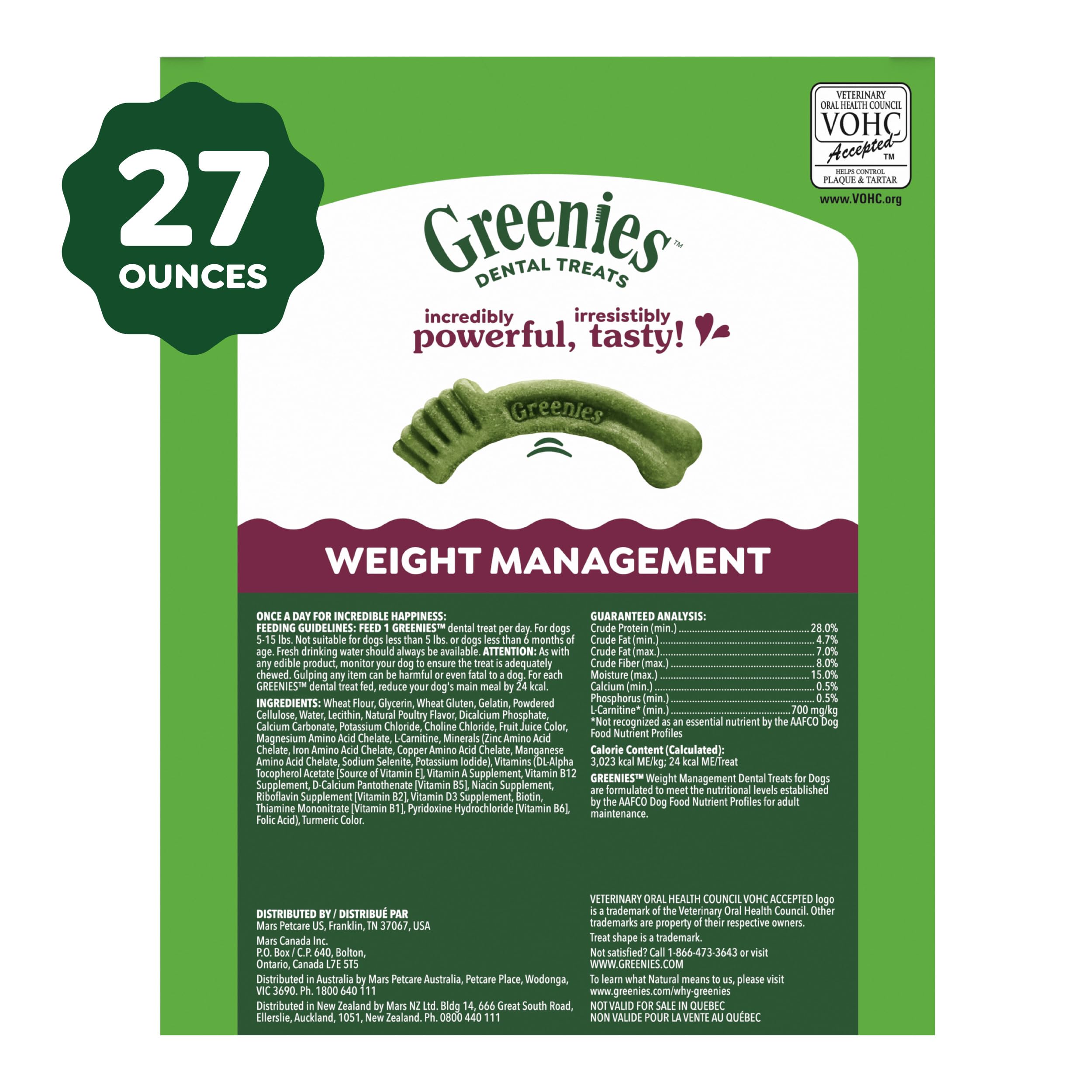 Pack of 96 Greenies teenie chews, 27 oz, for easy daily use