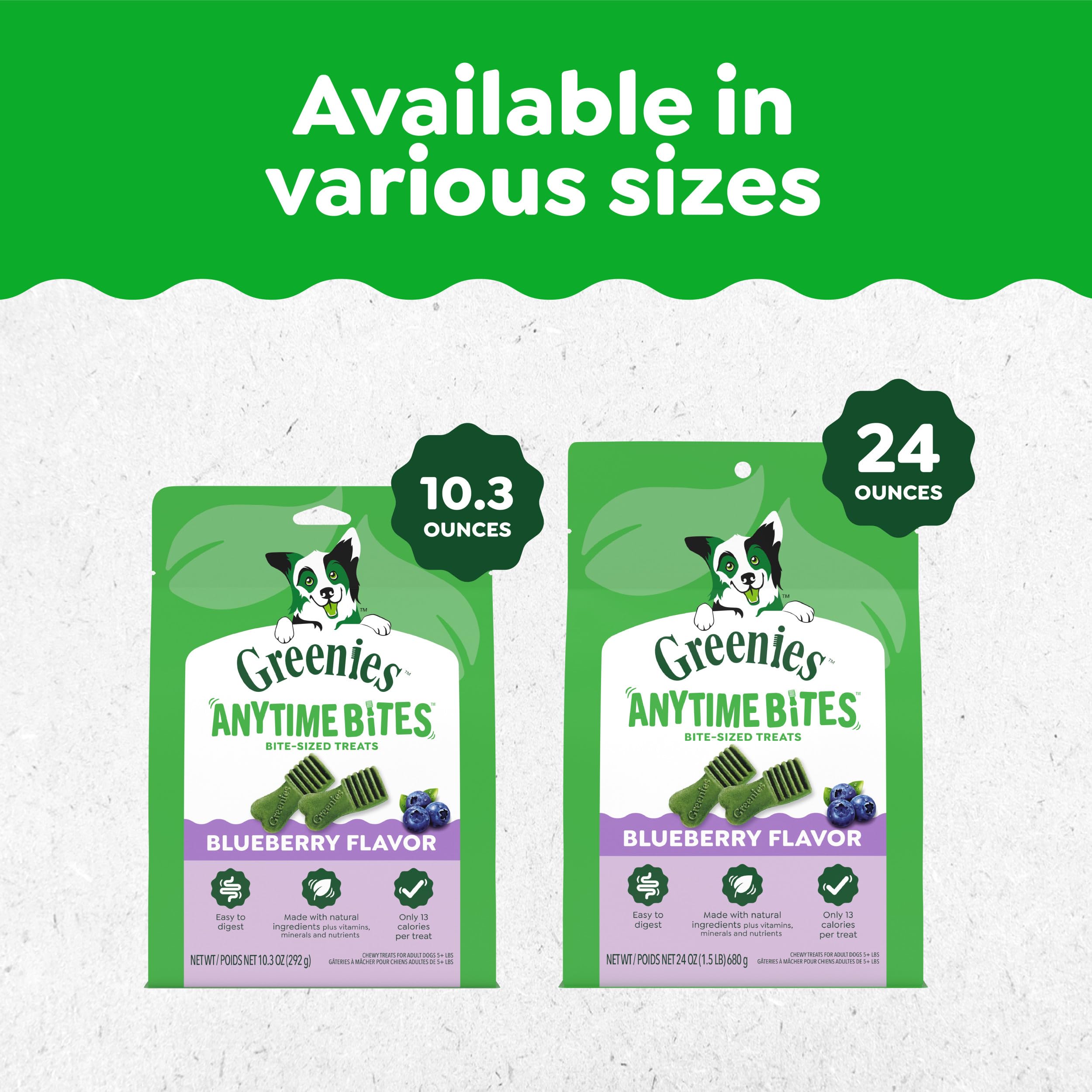 Greenies Anytime Bites 13-calorie per-treat option for frequent rewards