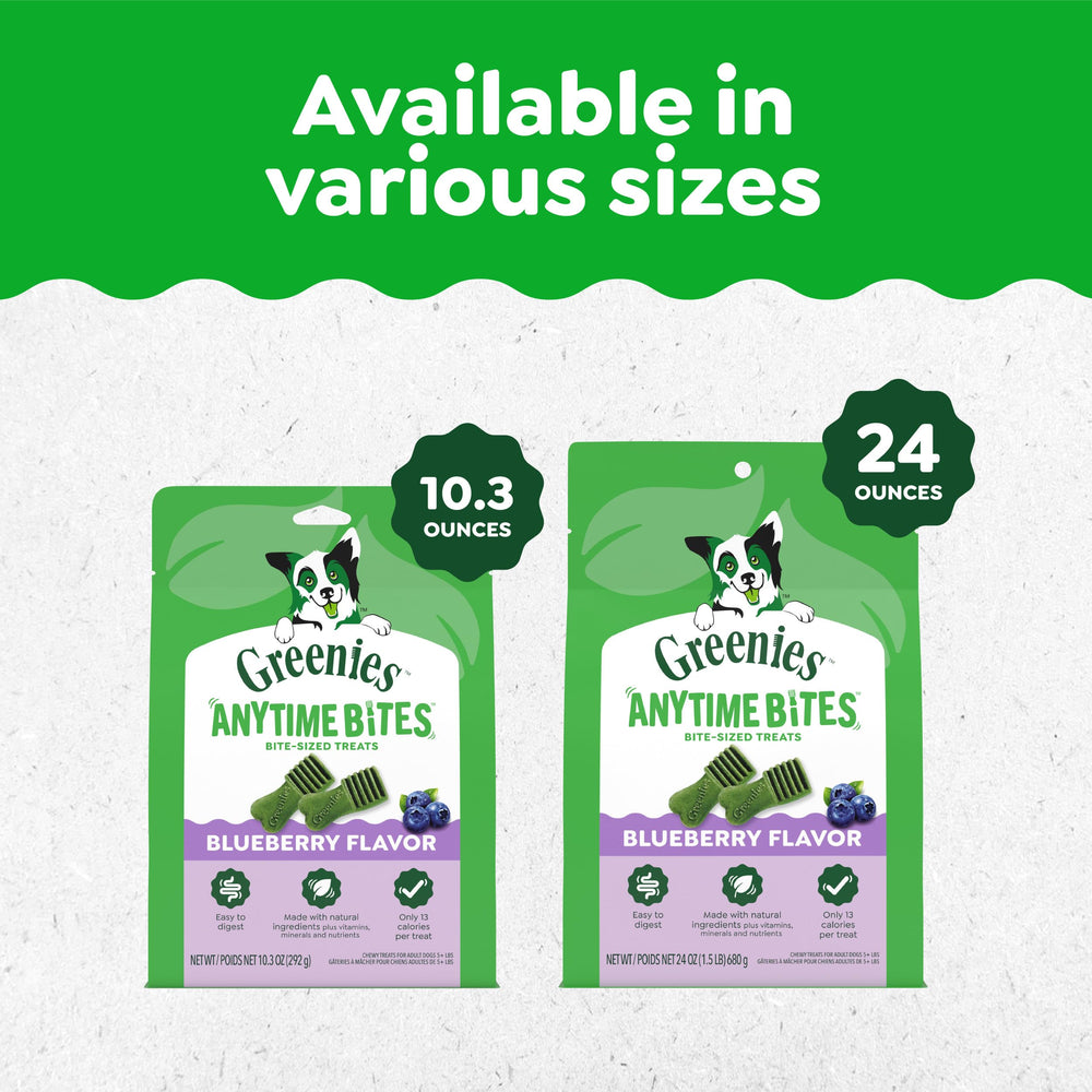 Greenies Anytime Bites 13-calorie per-treat option for frequent rewards