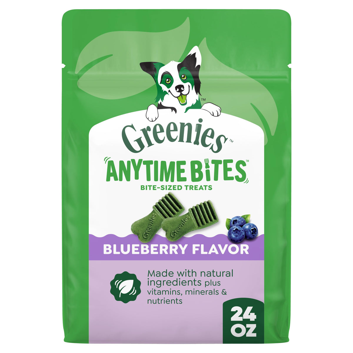 Greenies Anytime Bites blueberry treat temptingly small, ideal for training rewards