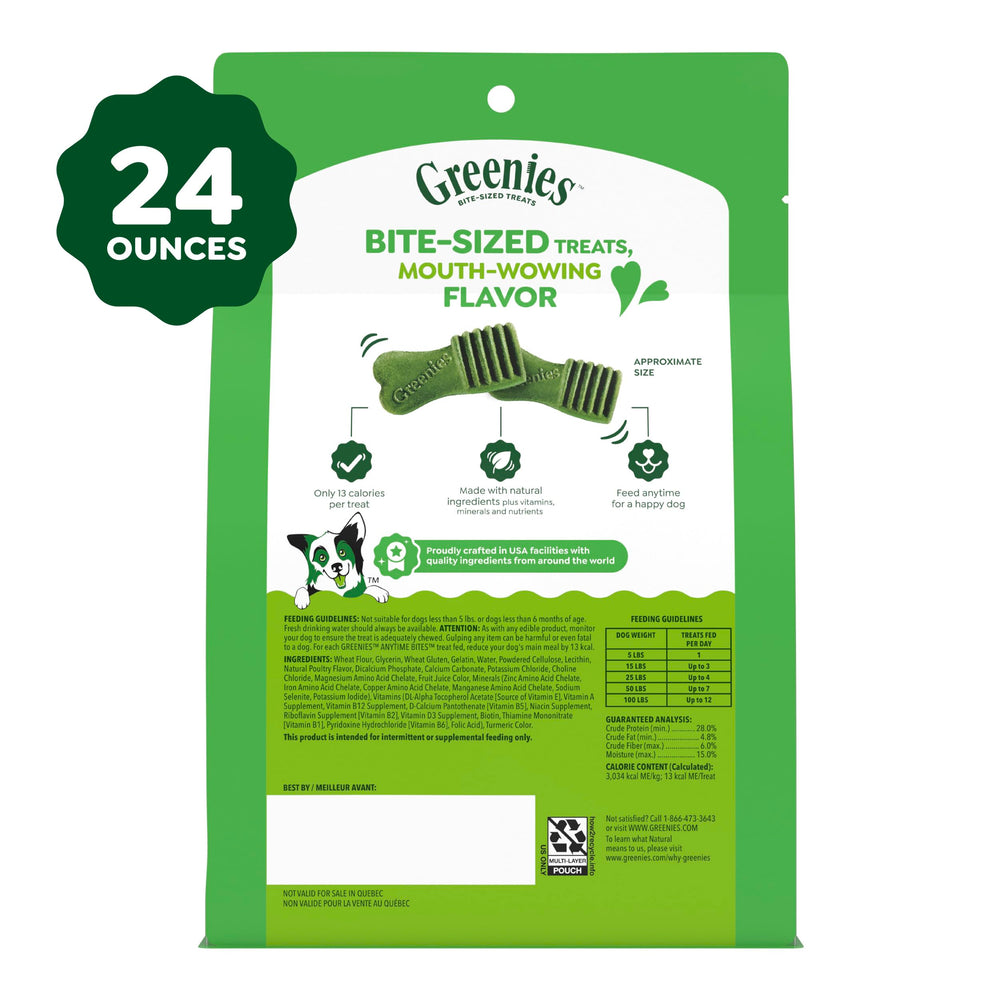 Greenies Anytime Bites as a daily treat option for dogs.