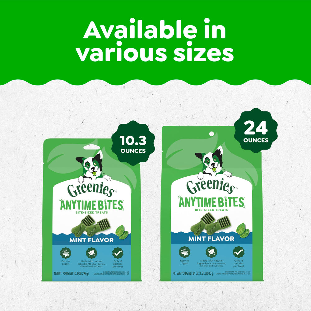 Greenies Anytime Bites natural ingredients note for balanced rewards