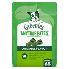 Greenies Anytime Bites original flavor bag front, ideal for training rewards.