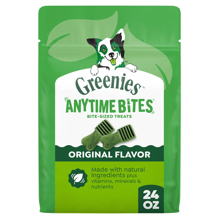 Greenies Anytime Bites bag ready for training rewards.