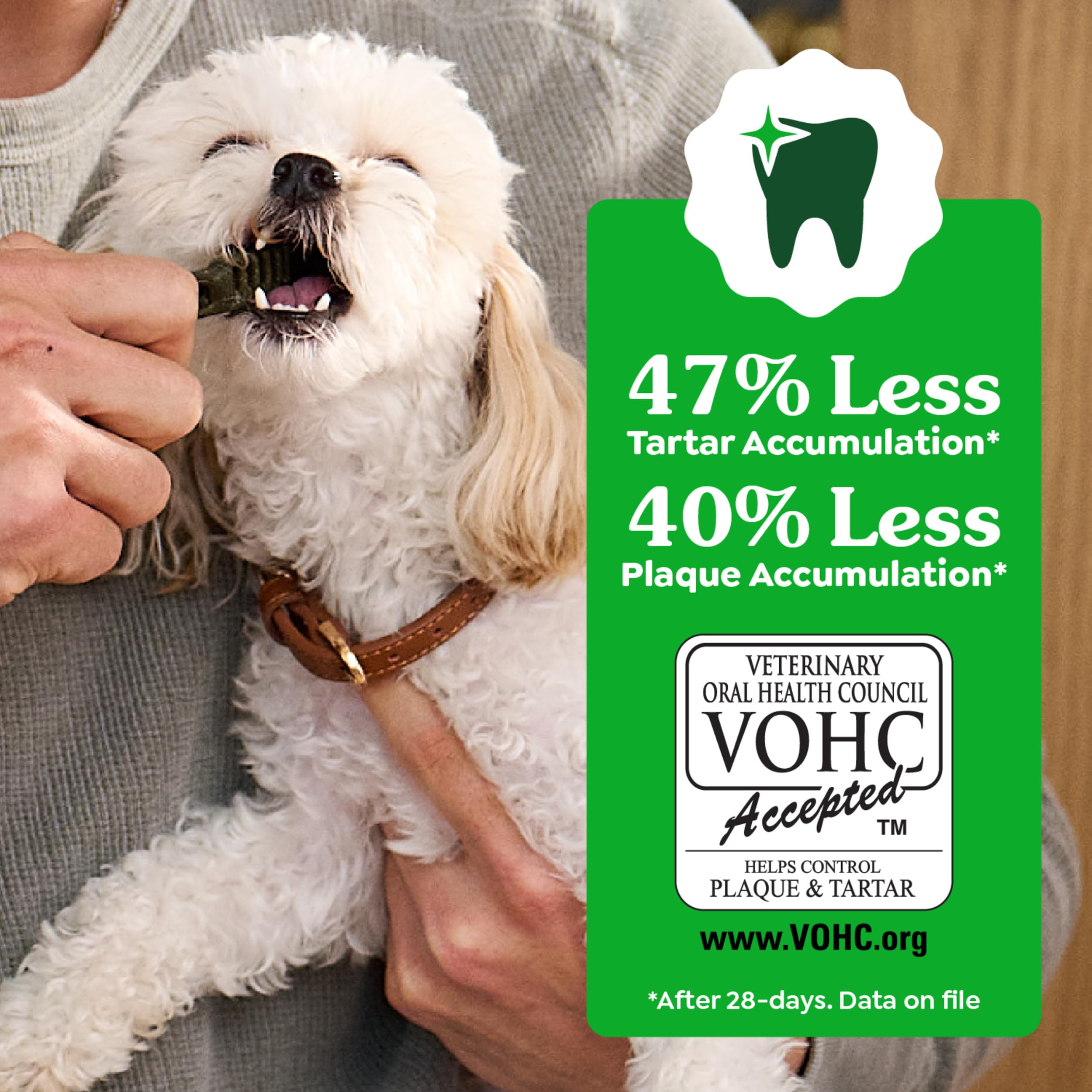 Greenies breath-freshening treats for dogs promote fresher breath after meals.