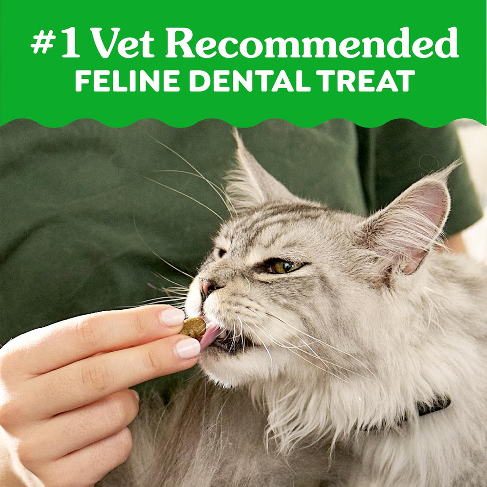 Greenies brush-like shape cleans along the gumline during treats.