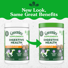 Greenies Digestive Health chews pouring into dog bowl during daily routine.