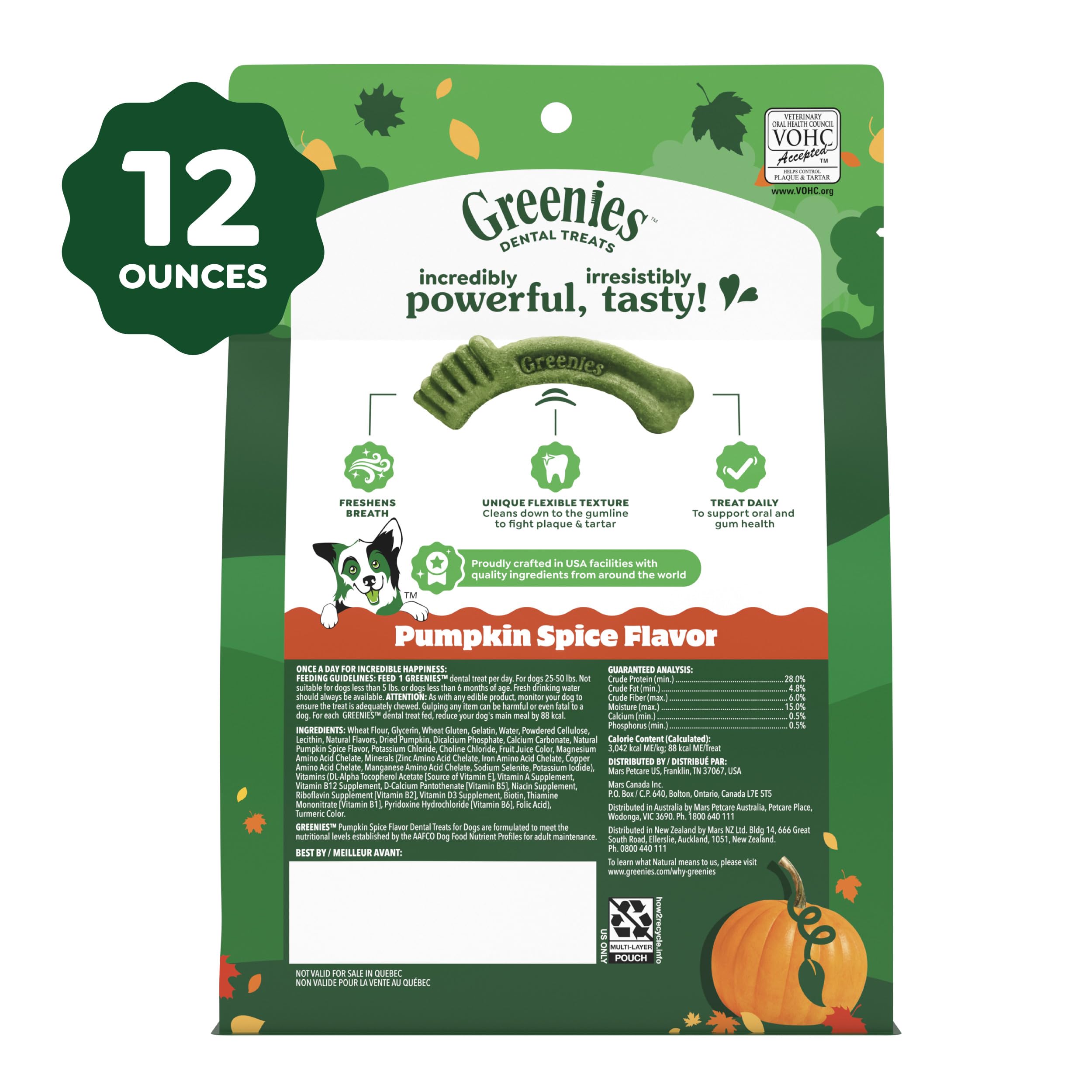 Greenies dog smile image: promotes healthy oral hygiene and fresh breath.
