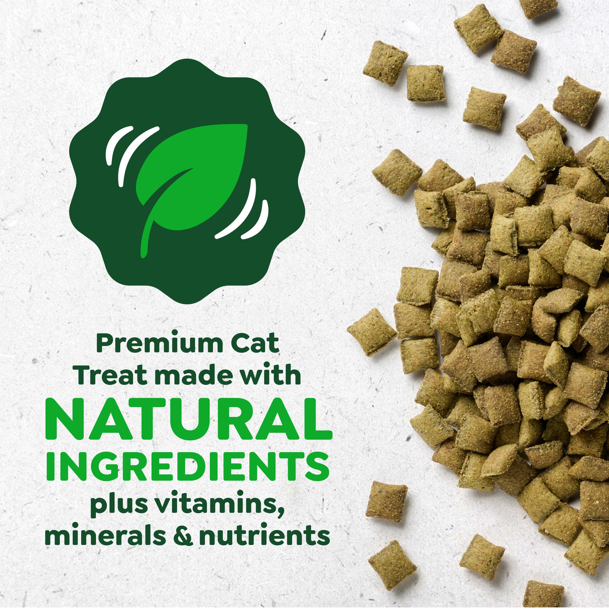 DHA-rich Greenies Feline Smartbites label highlights brain and vision support