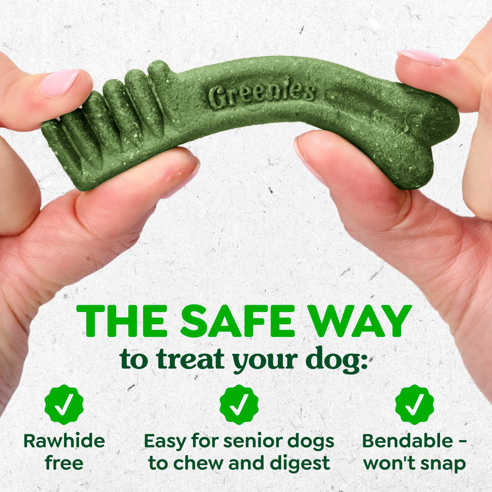Greenies natural ingredients plus vitamins support aging dogs' well‑being.
