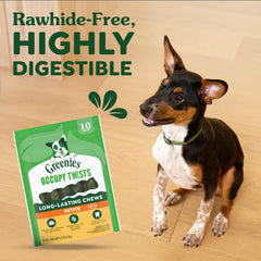 Greenies Occupy Twists rawhide-free chews offering a safe, digestible option.