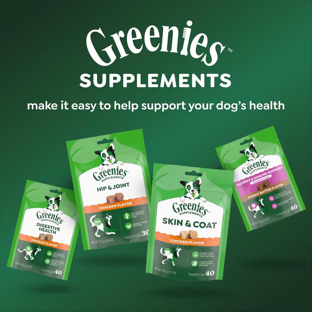 Greenies omega-3 zinc benefits label highlights key nutrients.