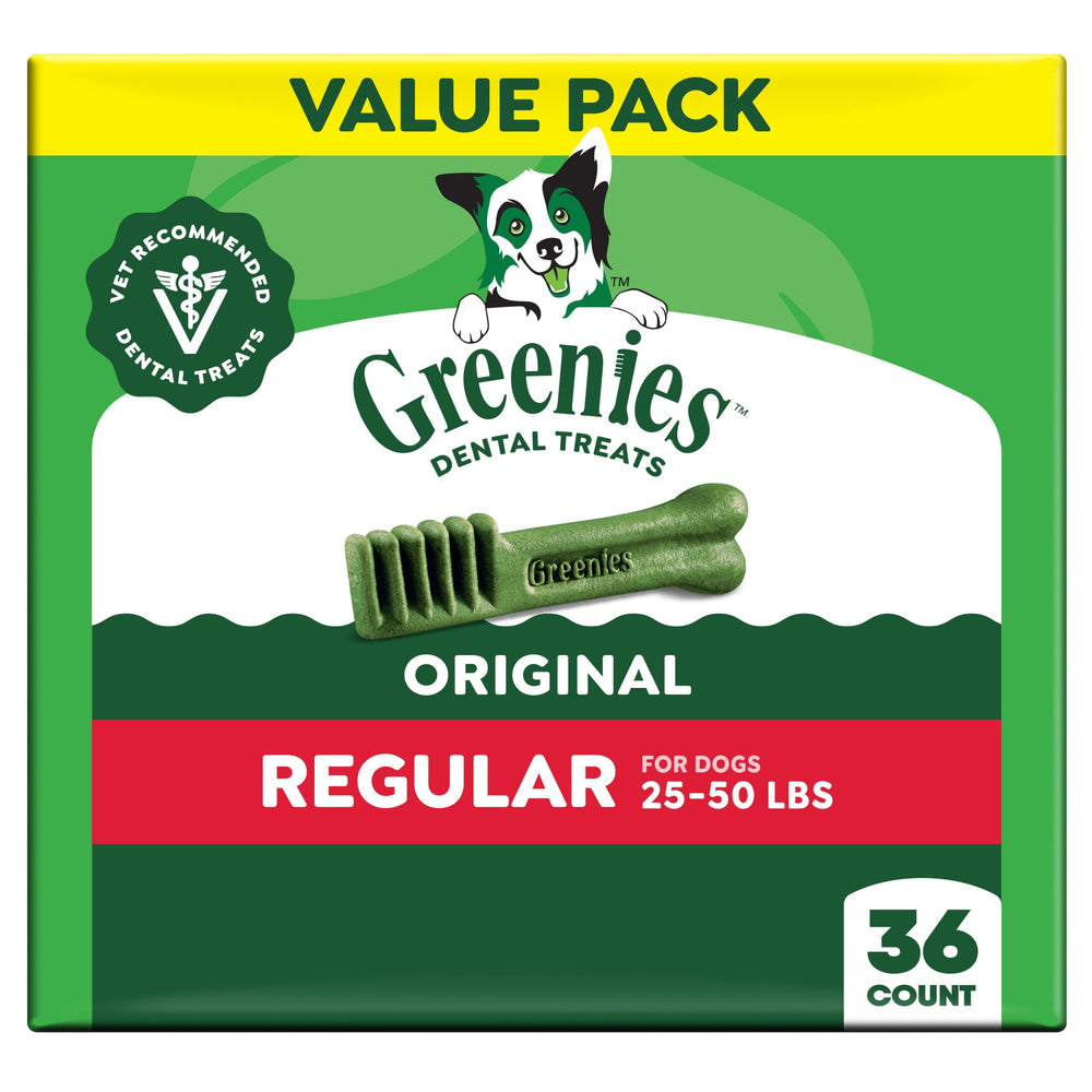 Greenies original dental chews packaging for convenient at-home dental care
