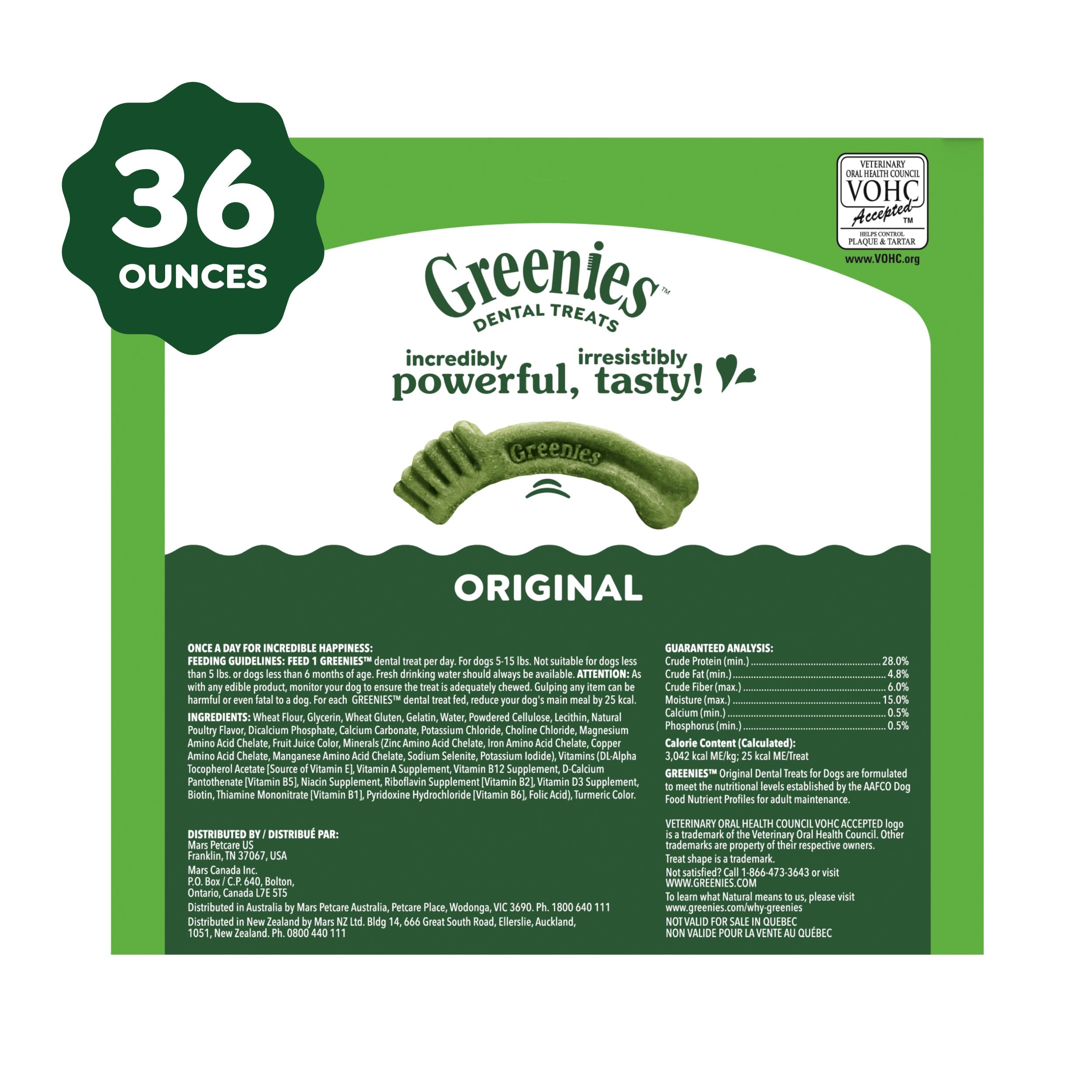 Greenies original flavor chew with gumline cleaning ridges