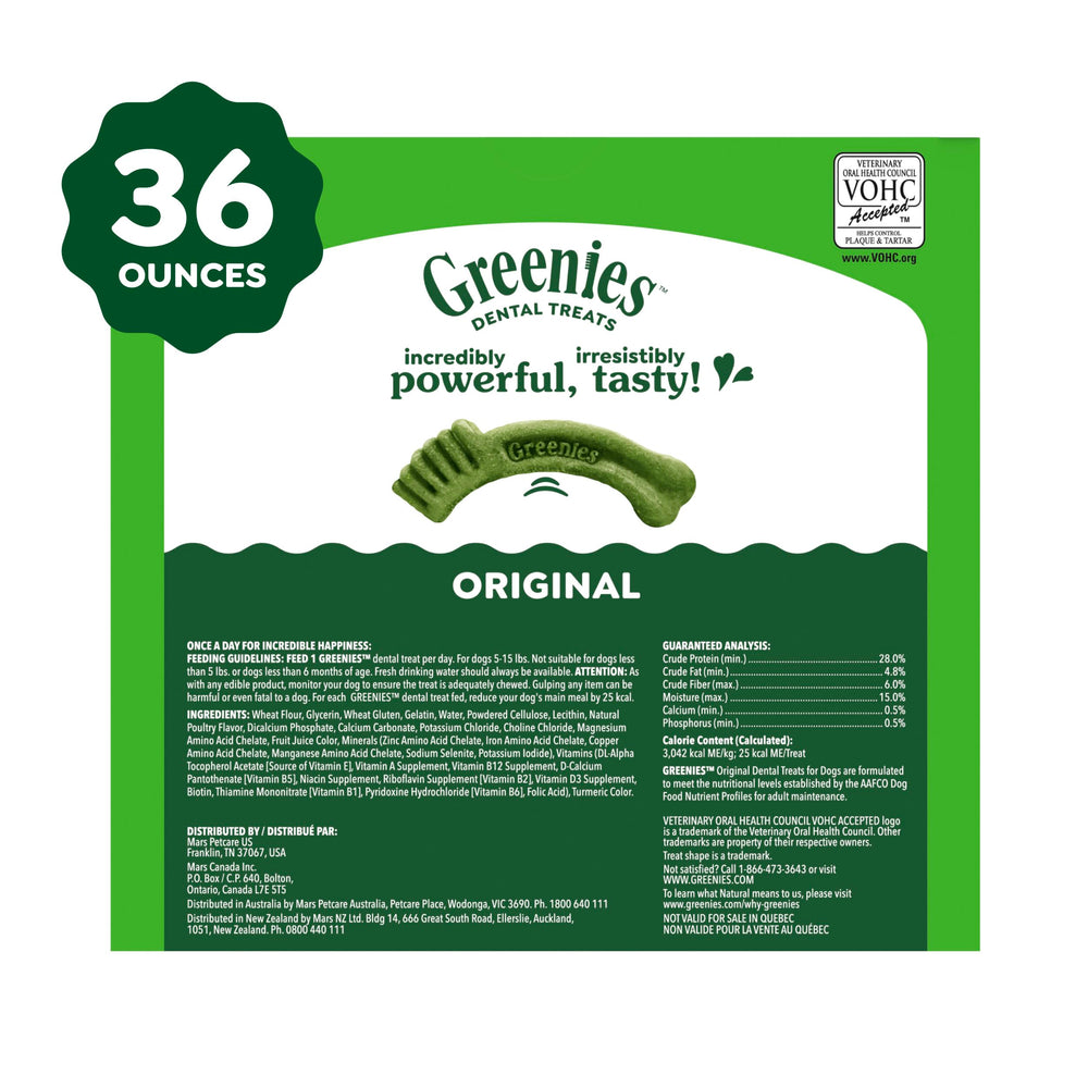 Greenies original flavor chew with gumline cleaning ridges