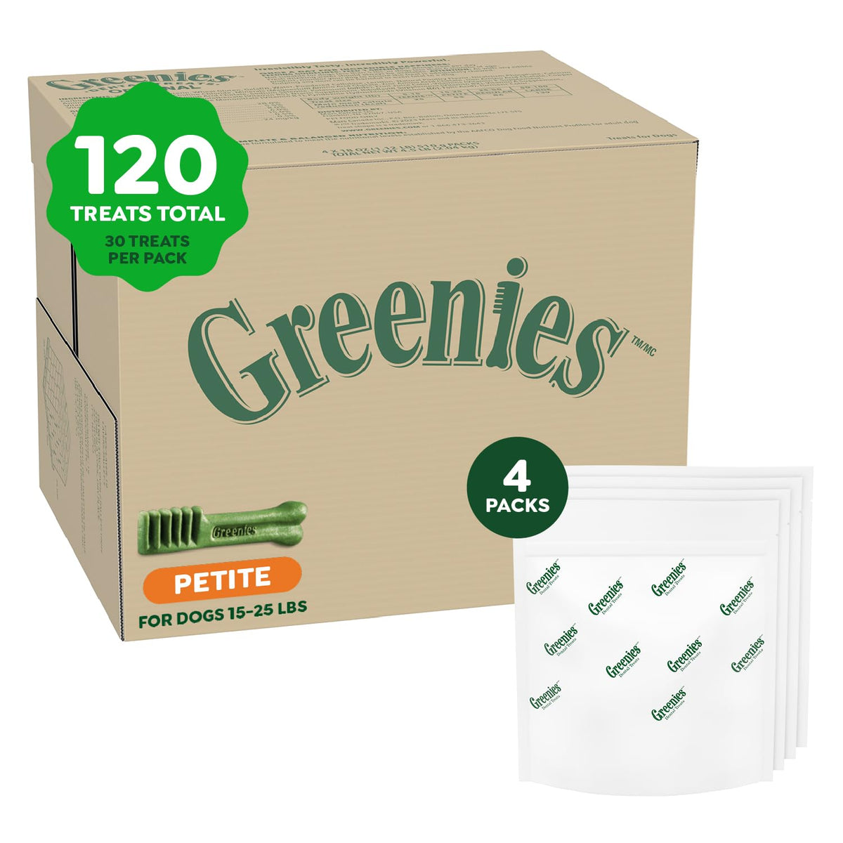 Greenies Petite Original bottle pour shows convenient daily dental care for small dogs.