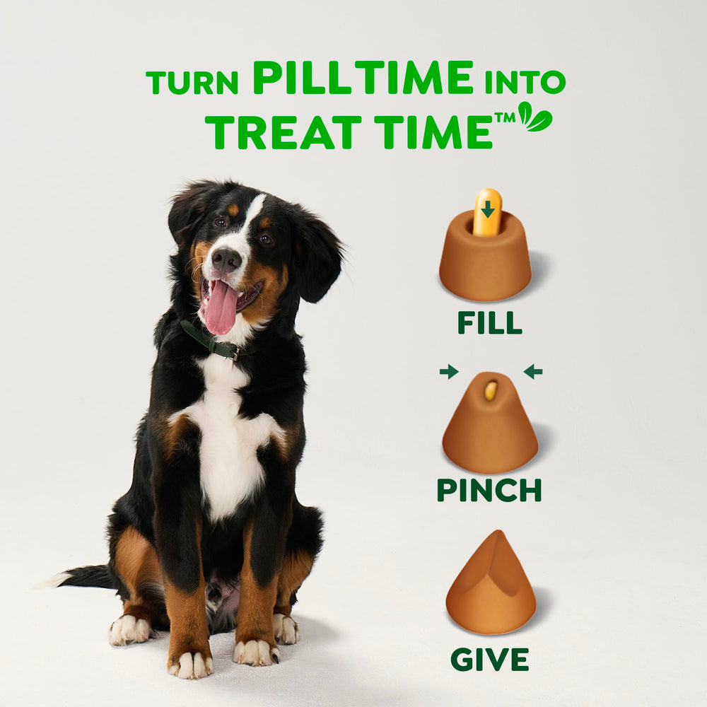 Greenies Pill Pockets capsule-size formula illustrated for easy administration.