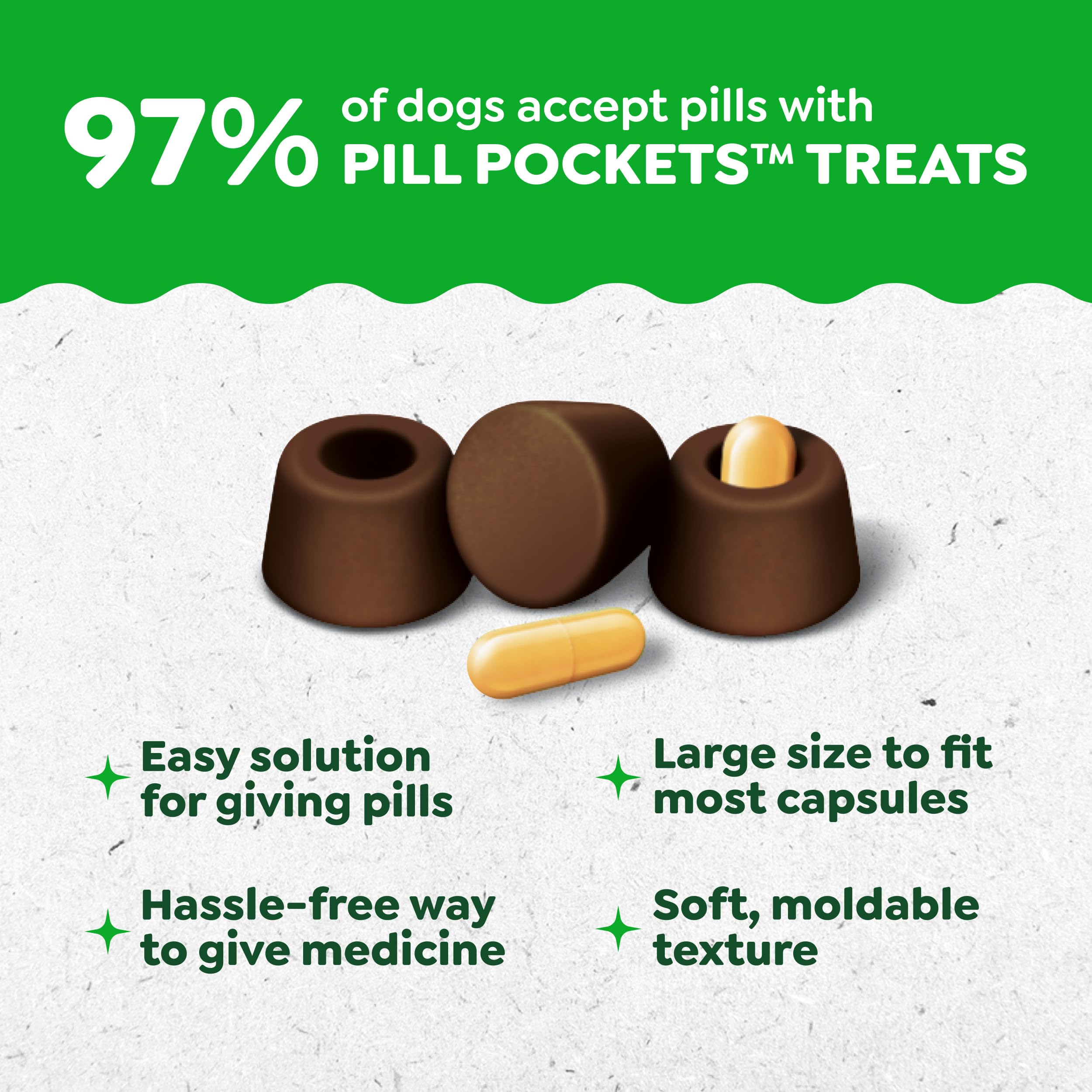 Greenies Pill Pockets dog taking pill to illustrate simple administration